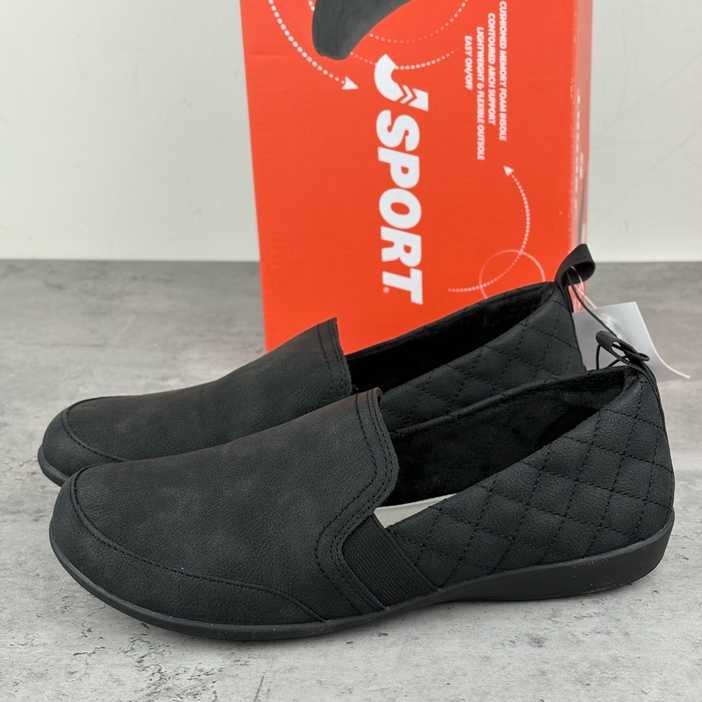 New JSport Women's Lisa Casual Slip On Shoes Lined Comfort Black Size 6.5